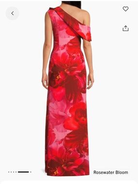 Rosewater Bloom One-Shoulder Red Floral gown BLACK HALO Brand size 6